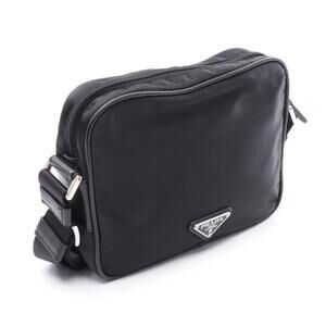 Prada Black SAFFIANO TESSUTO Nylon Leather Shoulder Saffiano Bag